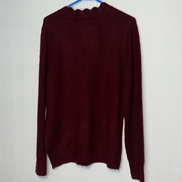 Liz Claiborne Woman Size XXL Pullover Scalloped Crew Neck Sweater Maroon. - Picture 2 of 8